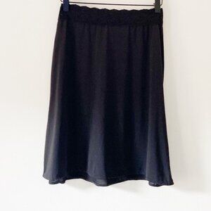 Vintage Lingerie Under Skirt Black Lace Trim Hem Slip Skirt Sz S